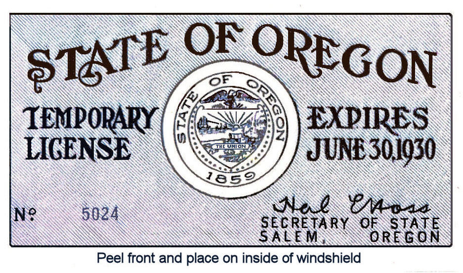 (image for) 1930 Oregon Registration Sticker
